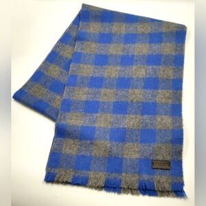 Coach Wool Long Winter Fringe Scarf Checker Unisex Men's